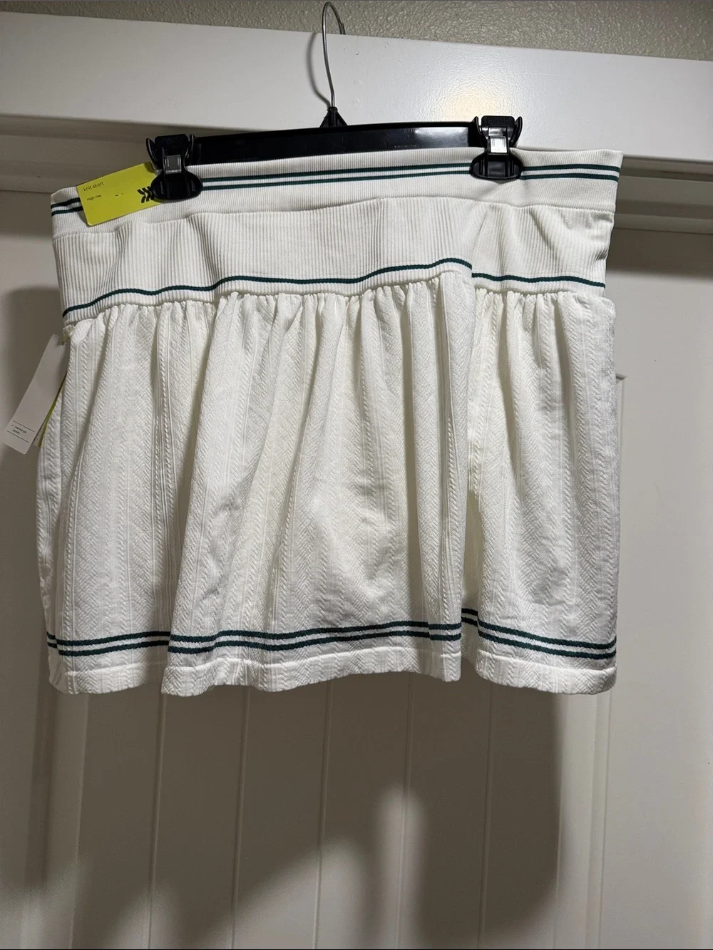 White Pleated Skort with Green Trim - Women